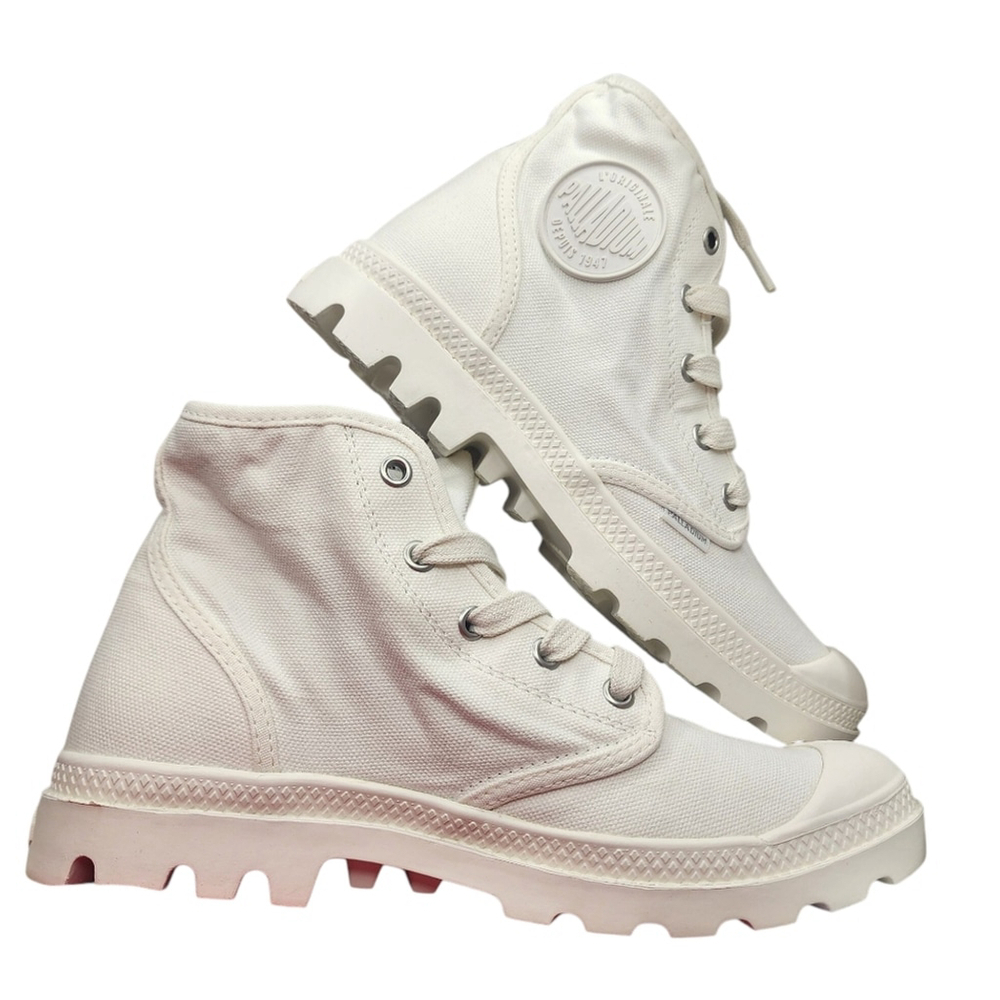 Palladium Women's White Canvas Sneakers Pampa Hi, Size 7 - Picture 1 of 8